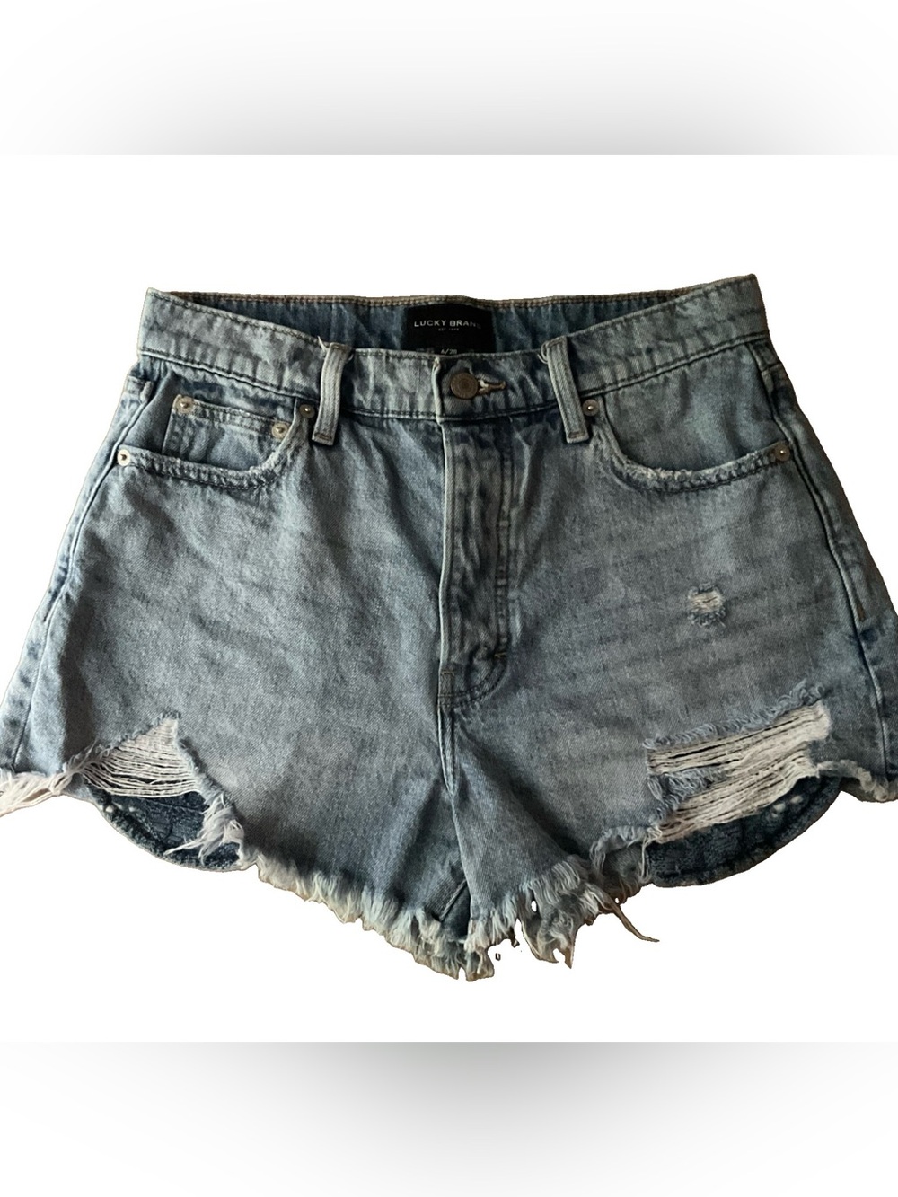 Lucky Brand High Rise Button Fly Denim Mom Shorts Size 6/28 light wash cotton